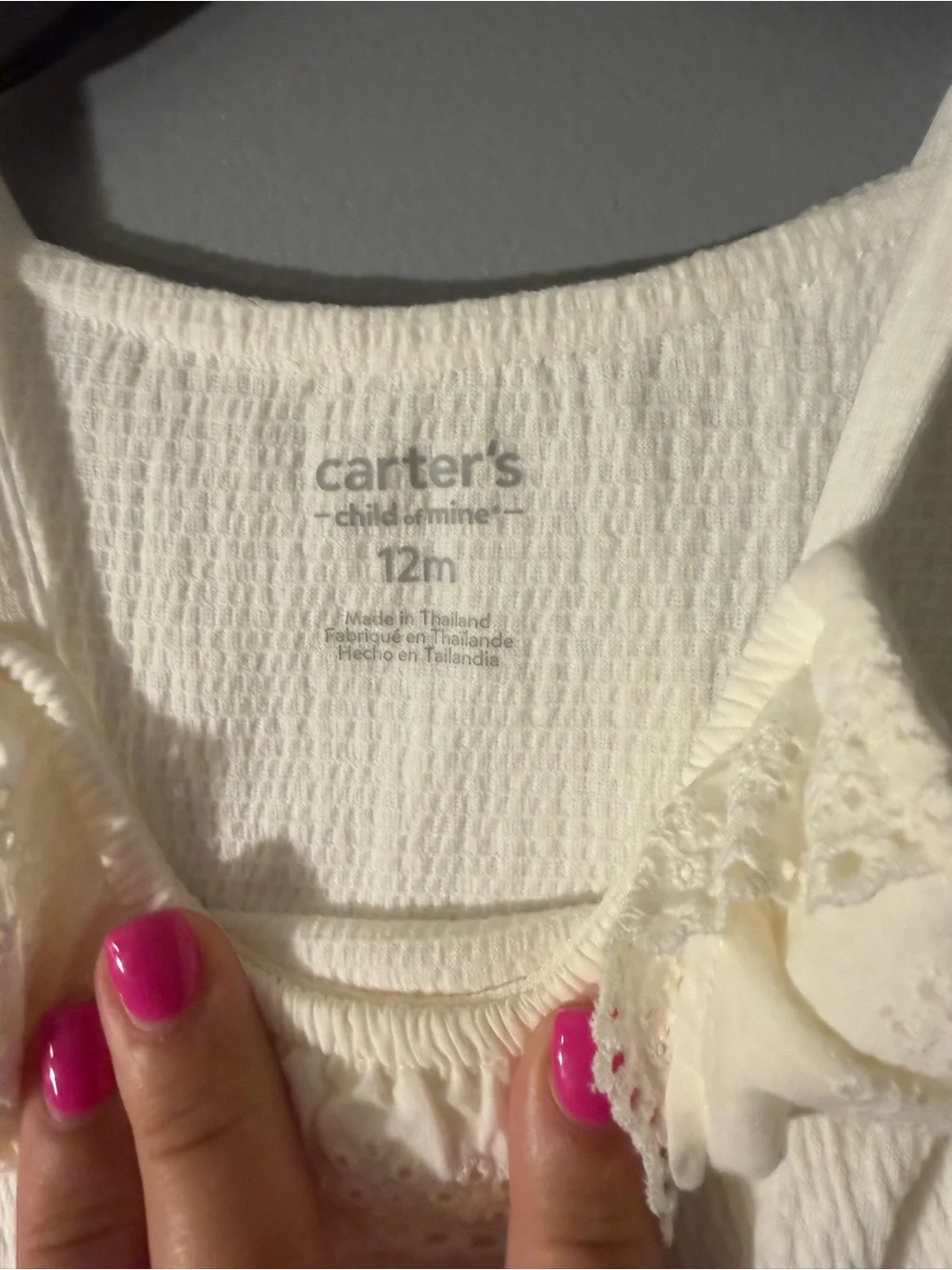 Carter's Cream Eyelet Ruffle Tank Romper